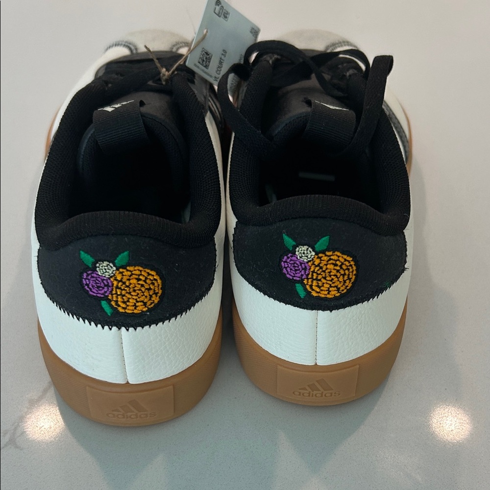 adidas Women’s Black, White & Gum Retro Court Sneakers - Picture 3 of 4